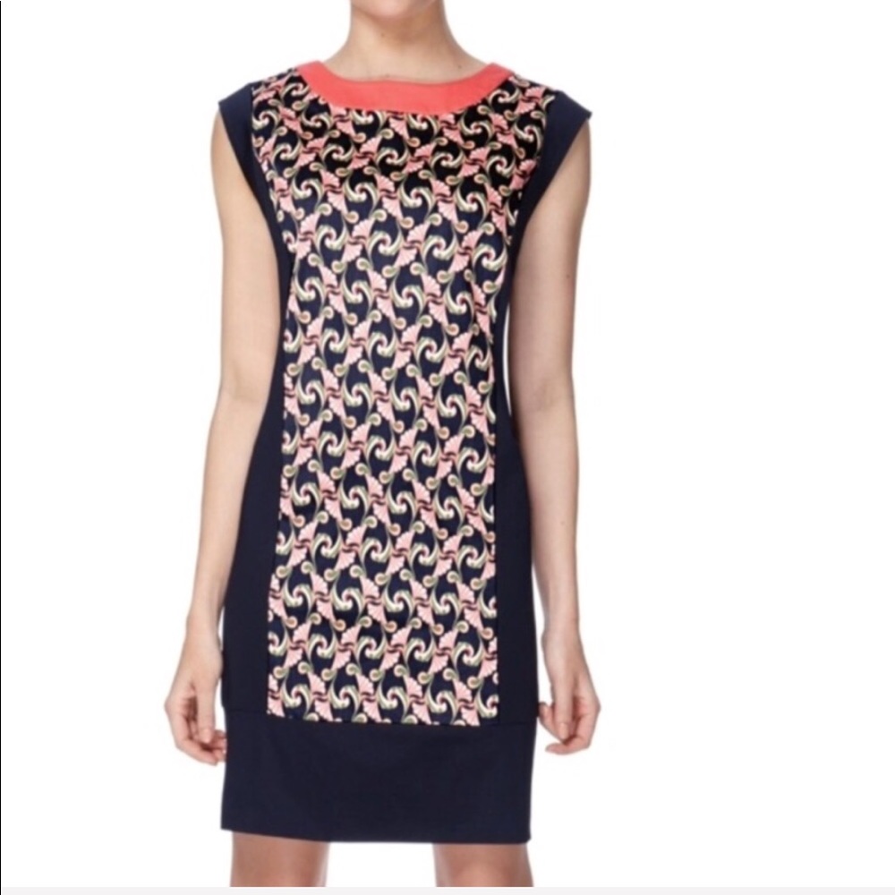 Navy and coral dress